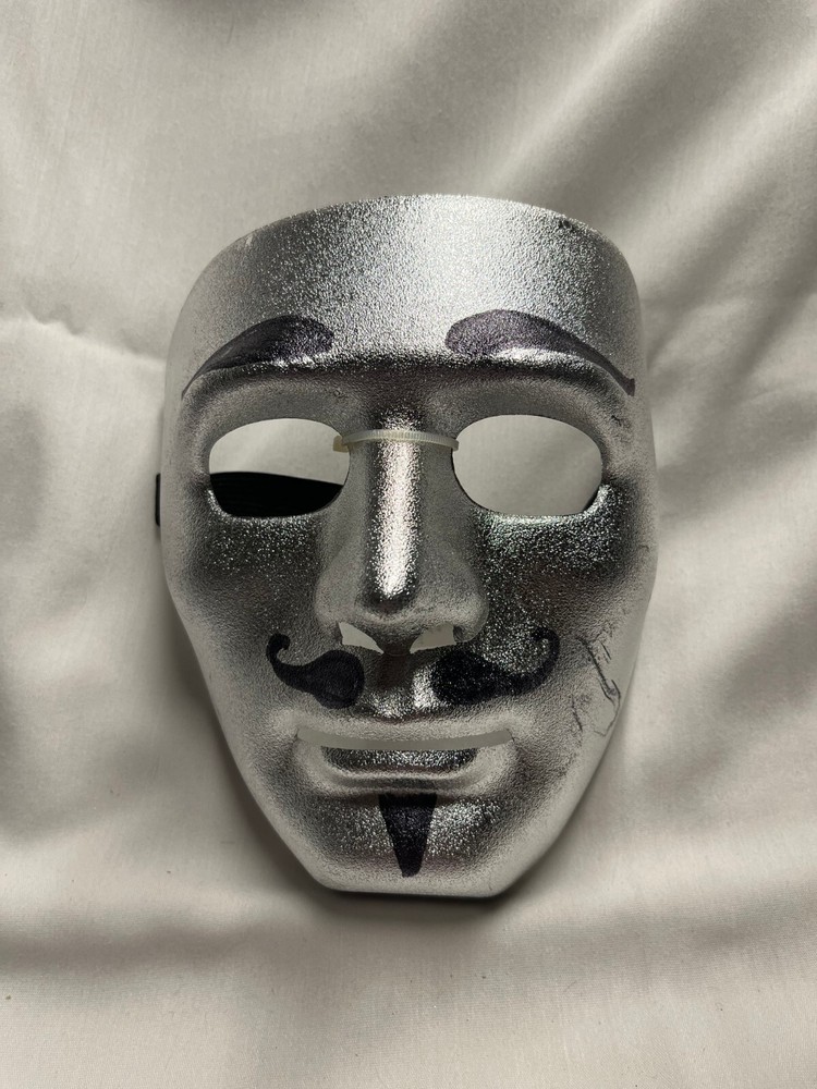Silver Mask with Drawn on Mustache and Goatee