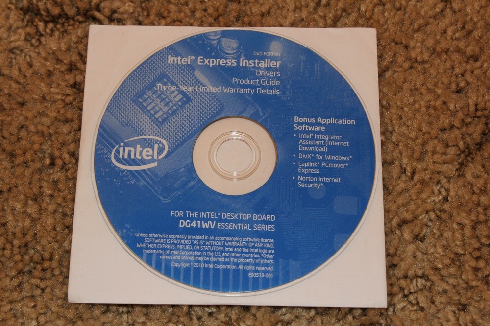 Intel Express Installer Driver DVD Format for Intel Desktop Board DG41WV Series
