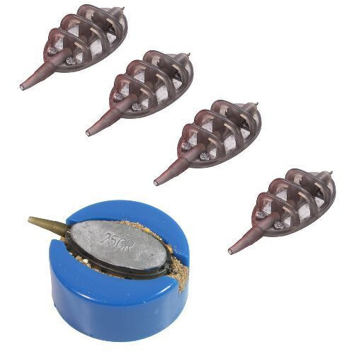 4 x NGT Inline method feeders- Mixed 15g 20g 25g 30g feeders + soft mould.