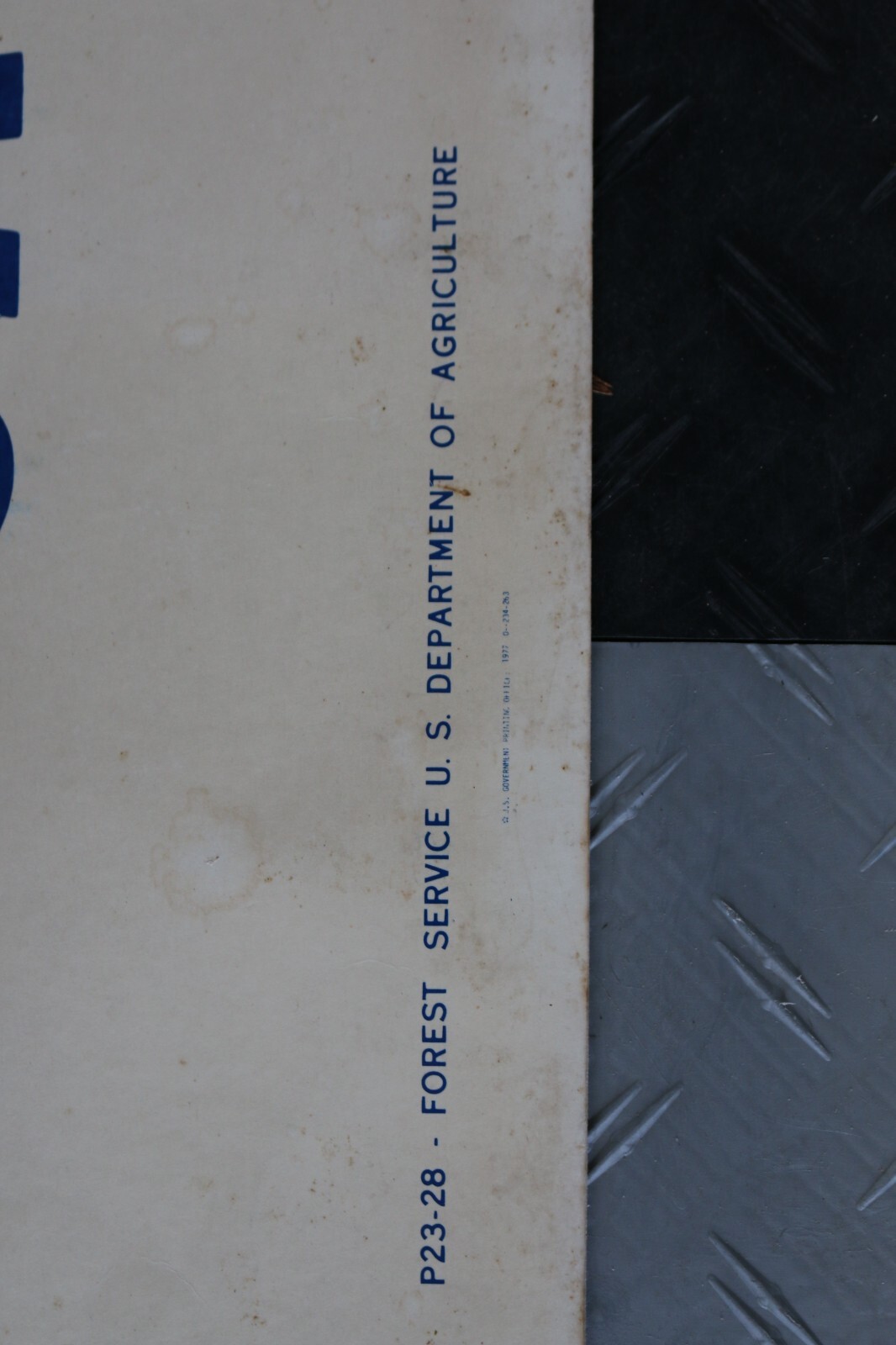 Vintage 1977 U.S. Department of Agriculture 44" x 16" cardboard sign snowmobile