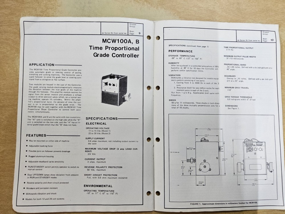 Wirtgen, Model MCW100A, B - Time Proportional Grade Controller. German /...