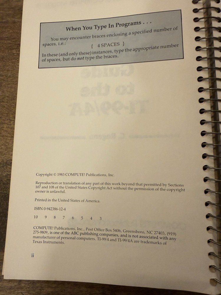1983 Programmer's Reference Guide to the TI-99/4A Computer BASIC