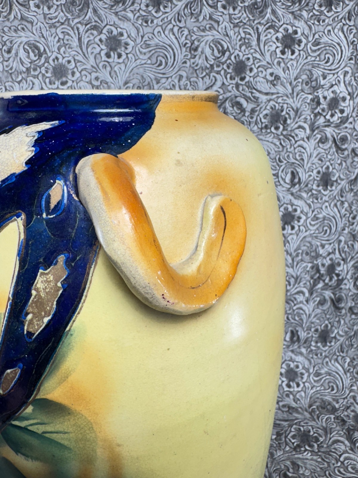 Antique Vase Earthenware Art Pottery Urn HUGE 16" Unmarked Italy Majolica