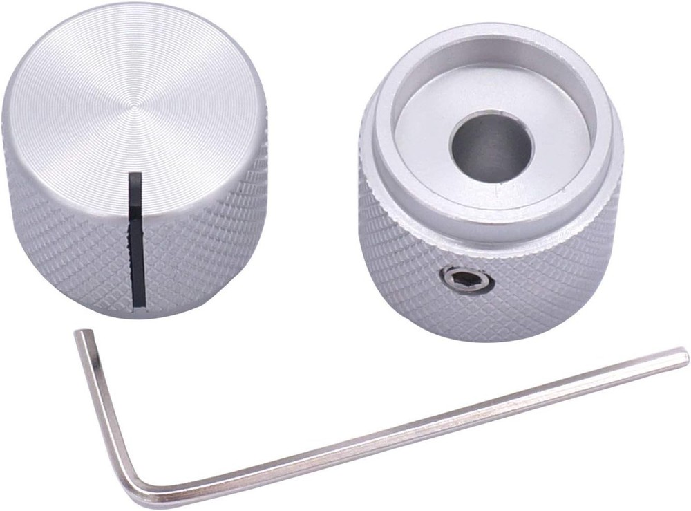 2pcs Silver Aluminum Rotary Control Knobs for 6mm Shafts - Durable & Precise
