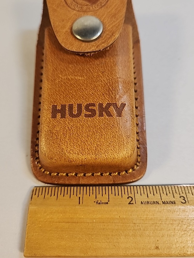 Brown Leather HUSKY Folding Pocket Lockback Knife Sheath Pouch