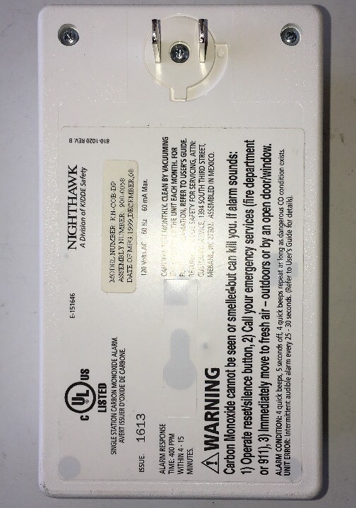 Kidde Nighthawk Carbon Monoxide Alarm Basic AC Direct Plug Reset Button OPEN BOX