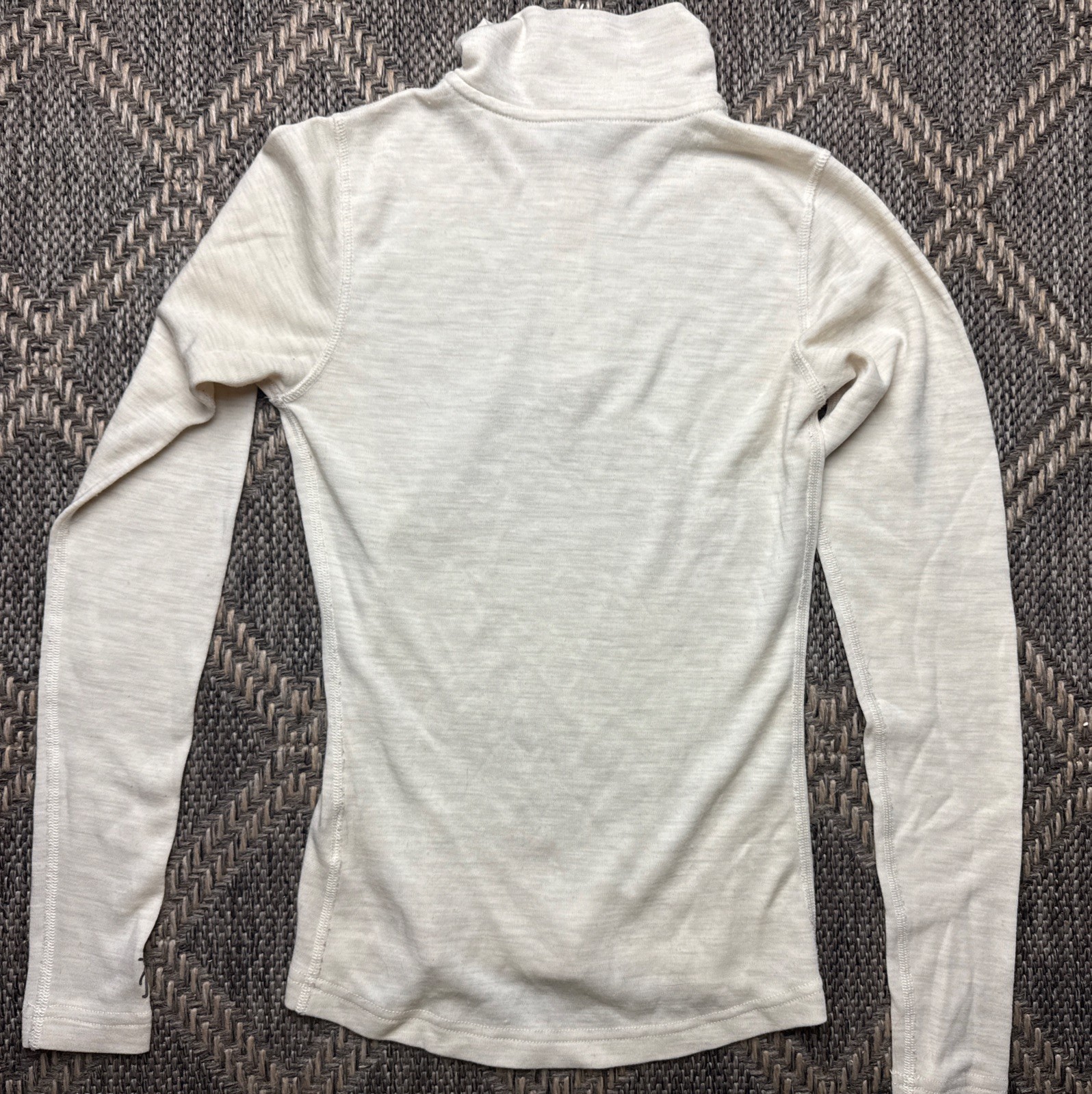 Smart Wool 1/4 Zip Women’s Size XS Cream 100% Merino Wool Base Layer Hiking