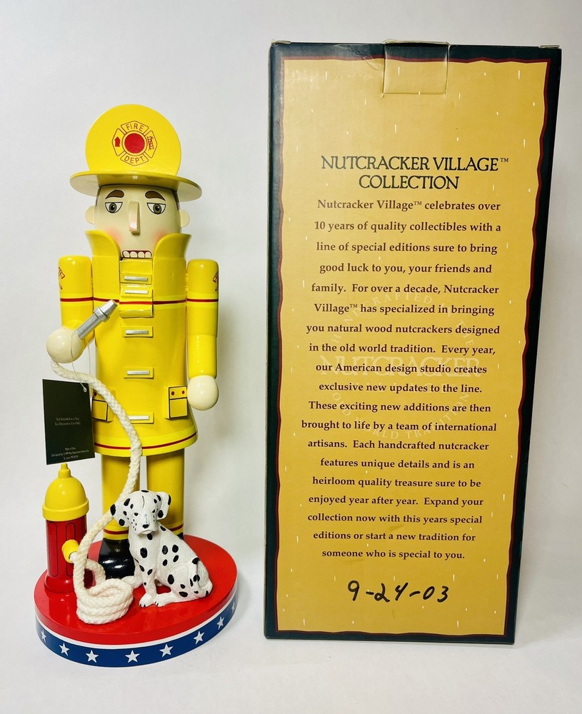 NUTCRACKER VILLAGE FIREMAN WITH DOG 2003