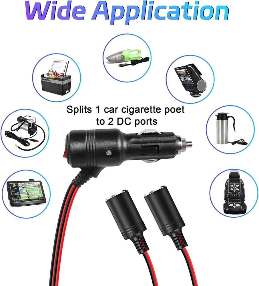 Universal Car Cigarette Lighter Adapter with Switch 2-Socket 12V/24V Splitter