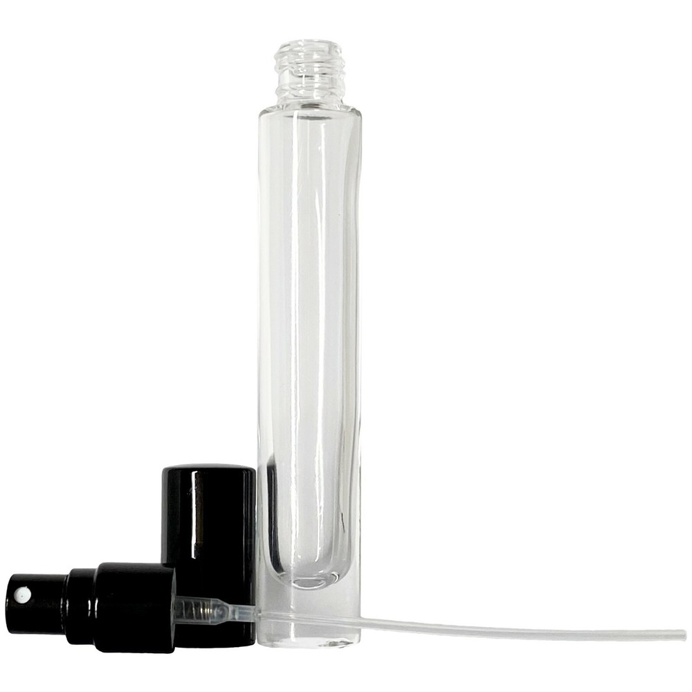 10ml 0.34oz Empty Perfume Cylinder Thick Glass Spray Bottle Black Atomizer