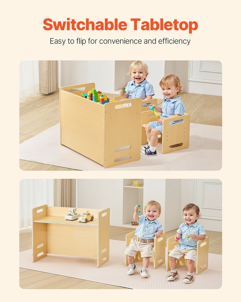 Multi-Use Child Desk with 2 Chairs Convertible Functionality Strong