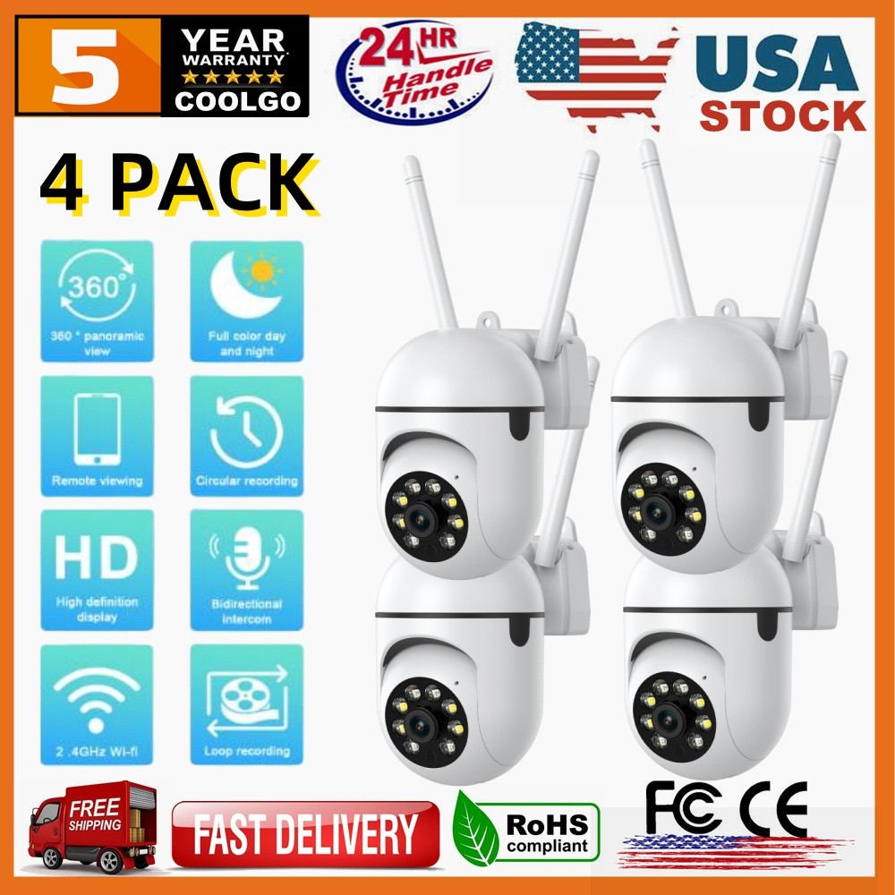 🔥LOT 4 Pack Wireless WiFi Security Camera System Smart Night Vision Cam 1080P