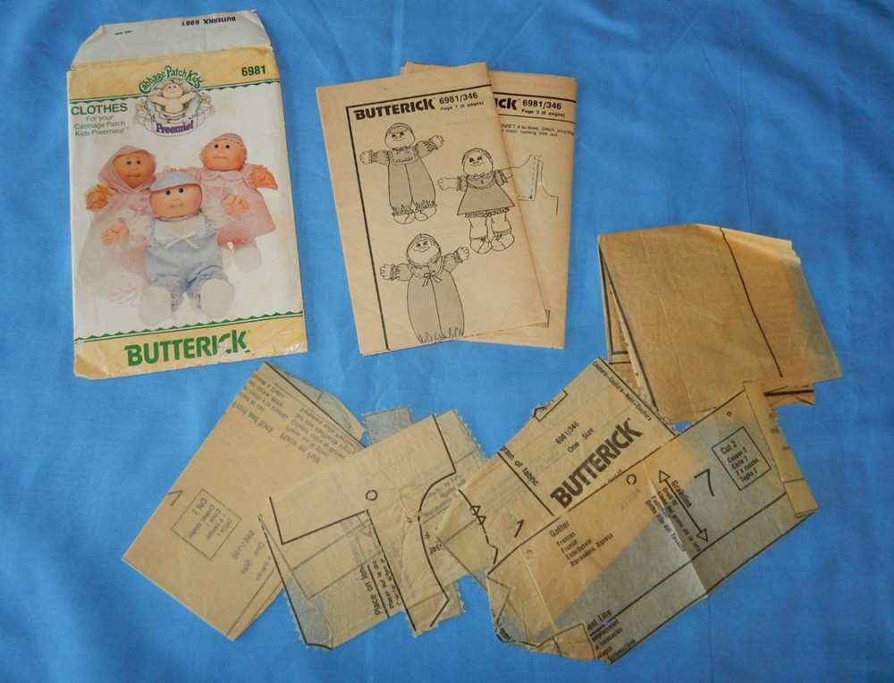 Vintage Cabbage Patch Clothes Butterick Patterns Preemie & 16" Doll PLEASE READ