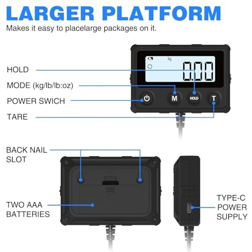 High Precision Shipping Scale 440LB/10g - Digital Postal Scale for Packages, Tar