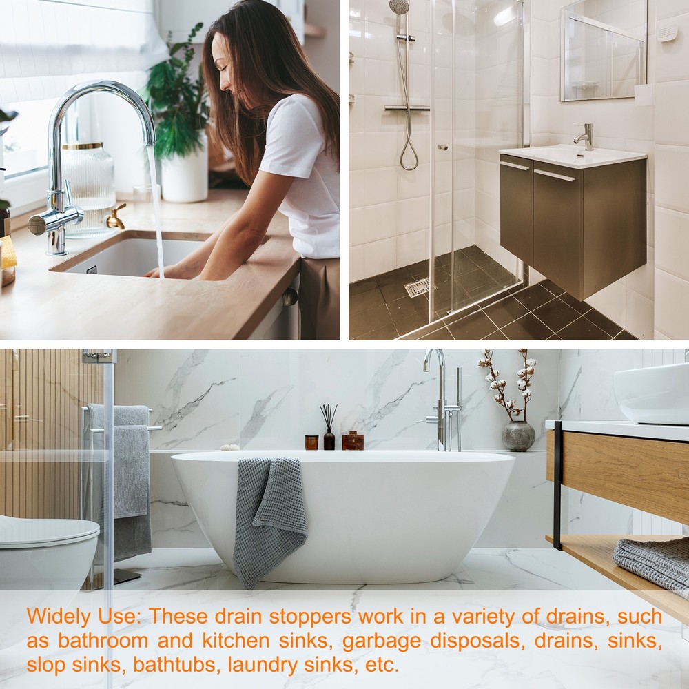 2pcs Rubber Bathtub Drain Stopper Plug with Hanging Ring