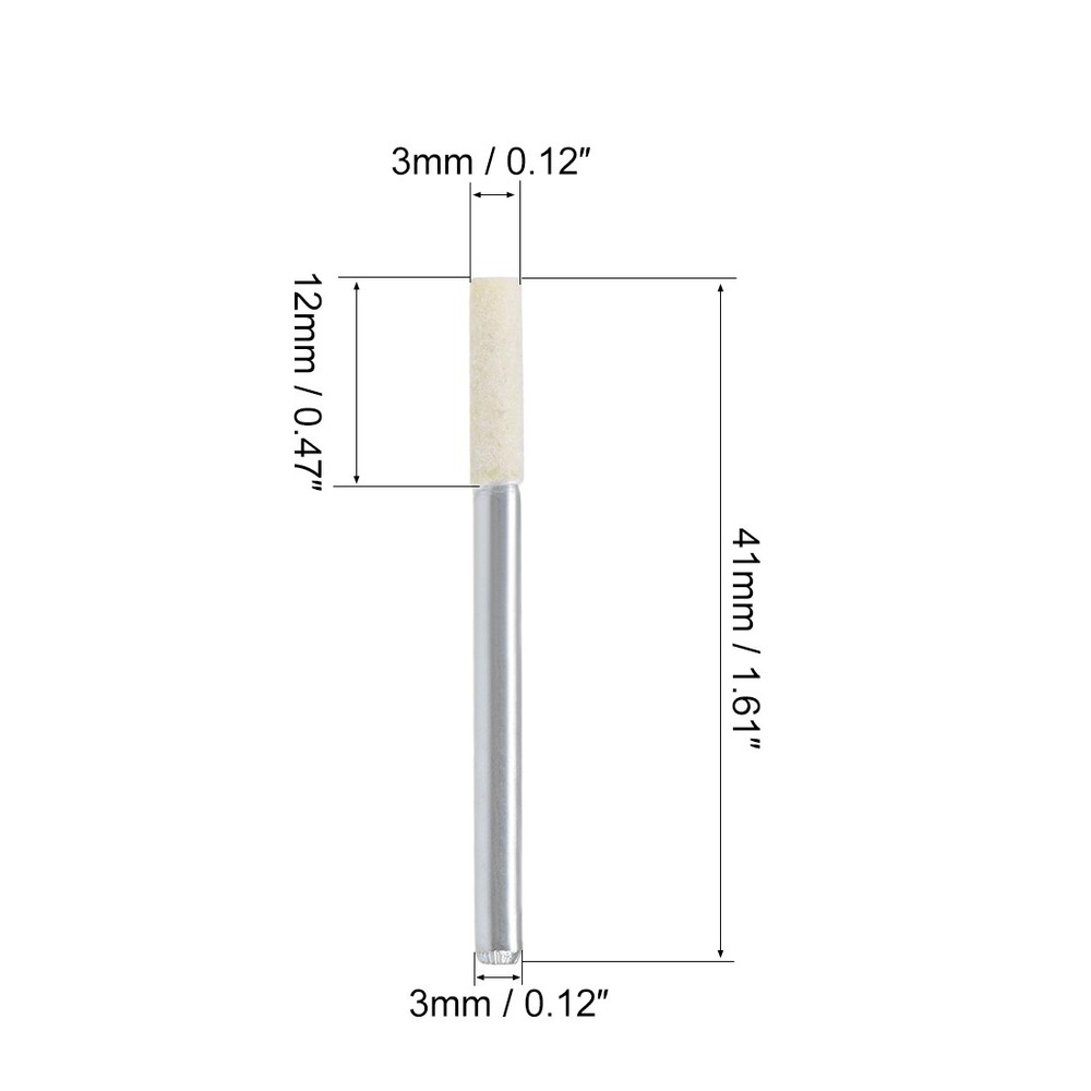 3mm Wool Felt Mounted Points Cylinder Polishing Buffing Wheels 12PACK