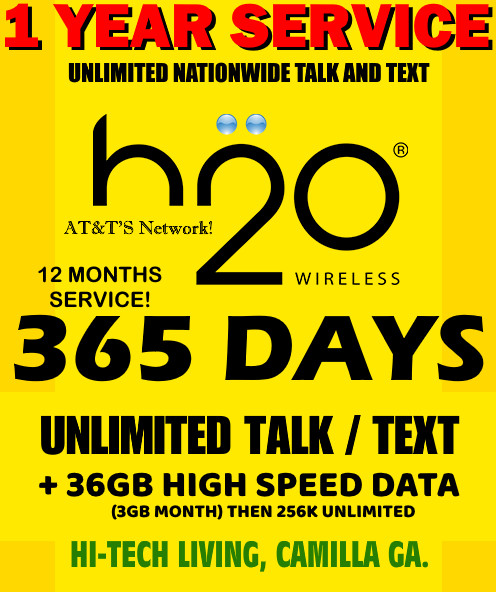 FULL YEAR UNLIMITED T/T ⭐ W/ 36 GB DATA! ✅ H20 H2O WIRELESS DEALER!