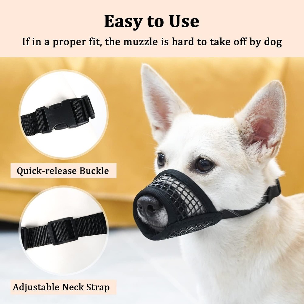 Breathable Mesh Muzzle for Dogs Allows Drinking and Panting Soft and Comfortable