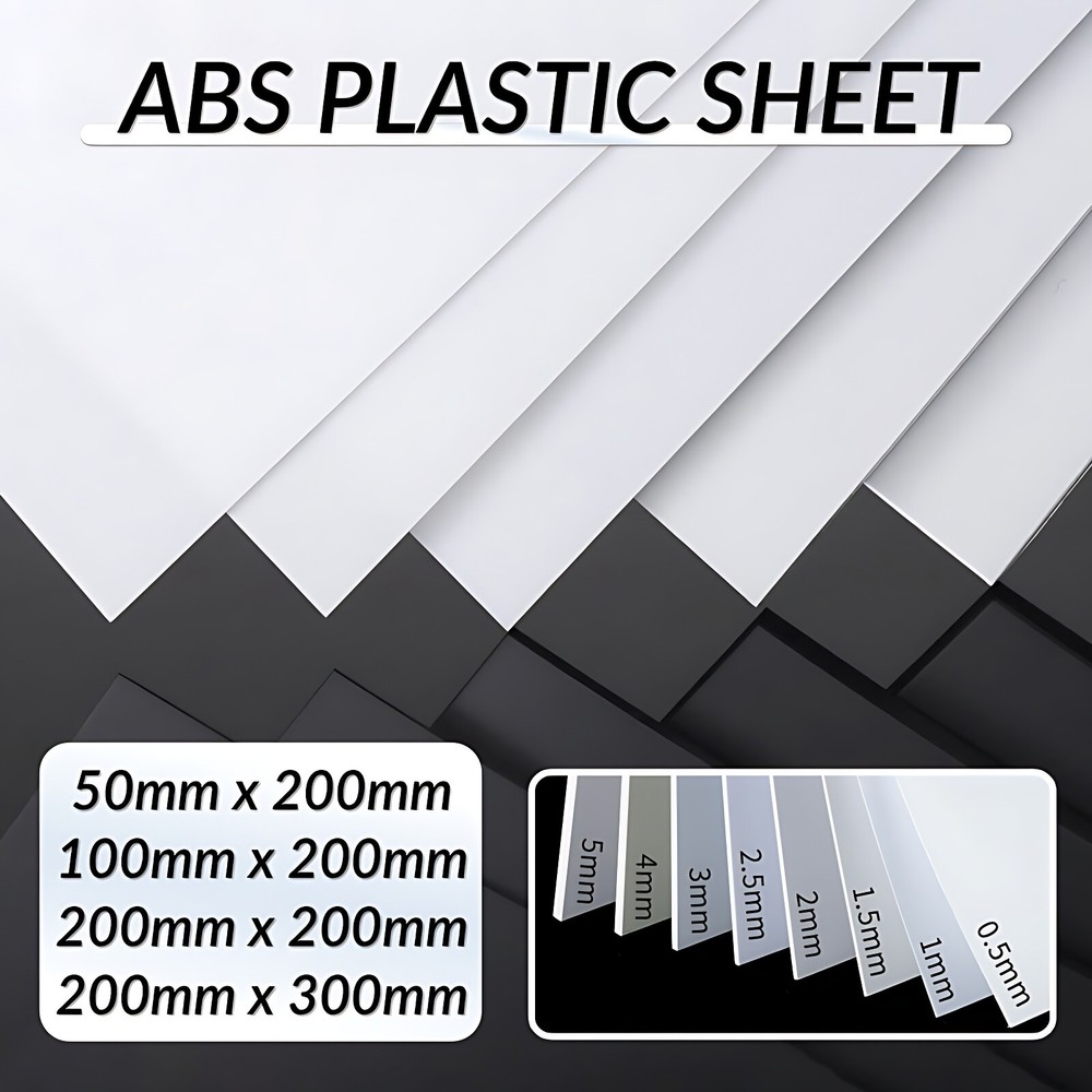 ABS Plastic Sheet Plastic Plate Board DIY Project Small Size WHITE 0.5-3mm Thick