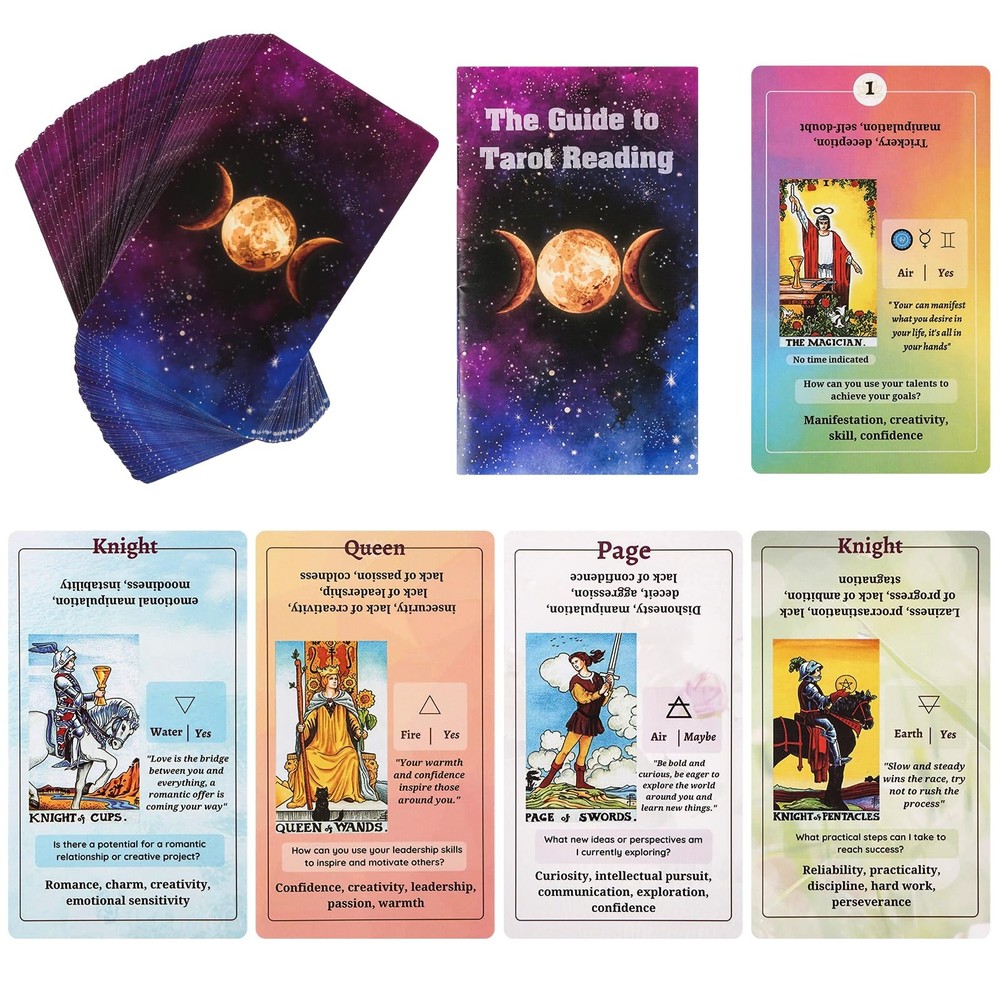 Fofeadm Tarot Cards for Beginners with Guide Medium, Colorful