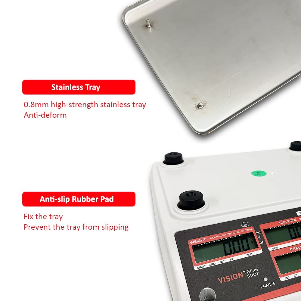 VisionTechShop TVP-30B Price Computing Scale, Lb/Oz/Kg Switchable, 30lb