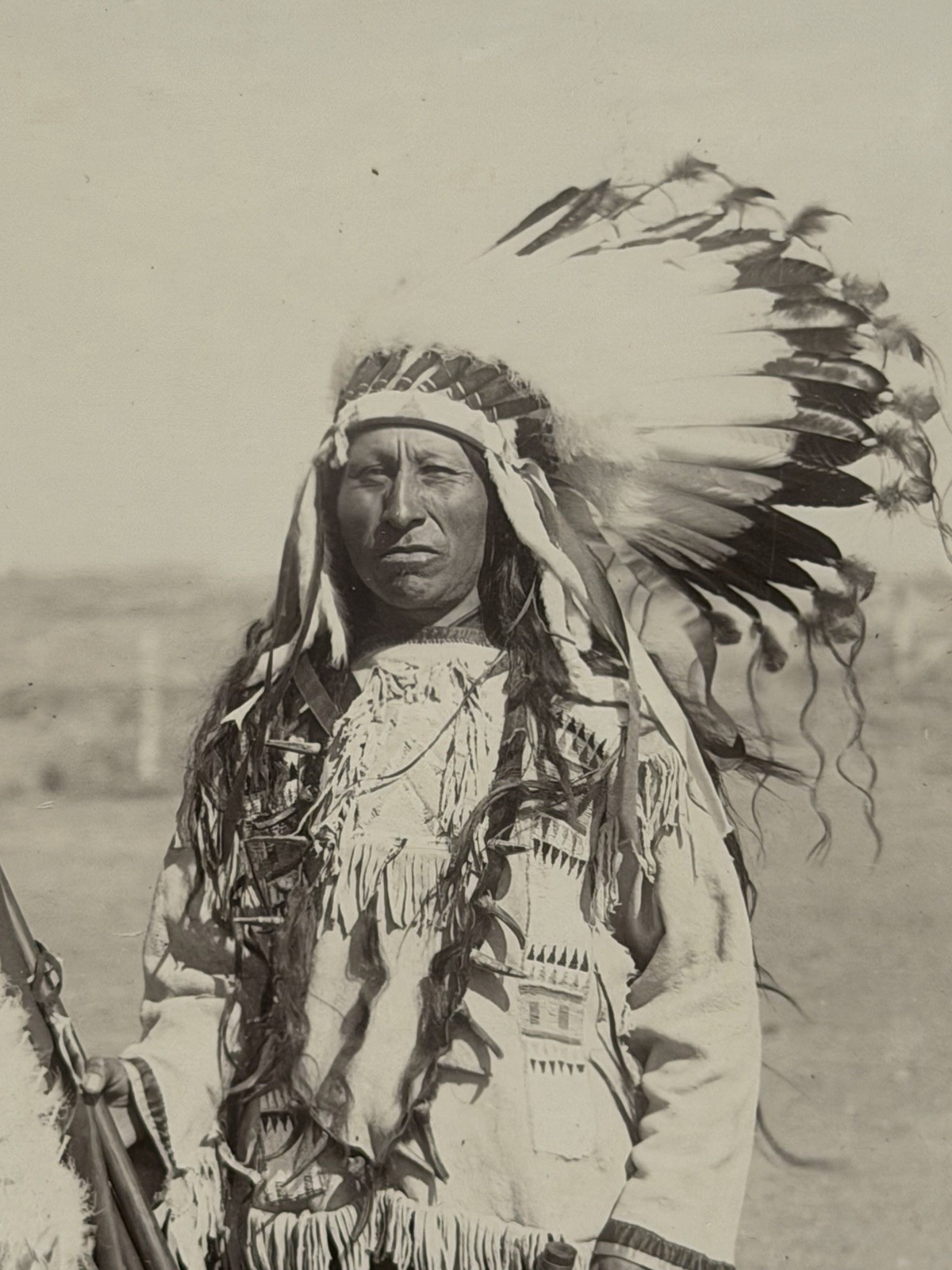 Antique Native American Sioux Indian Photograph of Black Heart; 1880's - 1900's