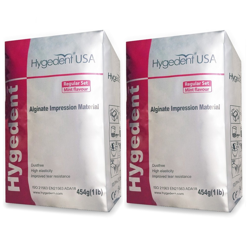 4 x Hygedent Chromatic Dental Regular Set Mint Impression Alginate