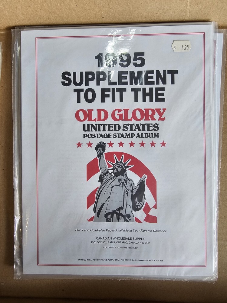 1995 CWS Canadian Wholesale Supply Supplement Pages To Fit OLD GLORY NOS