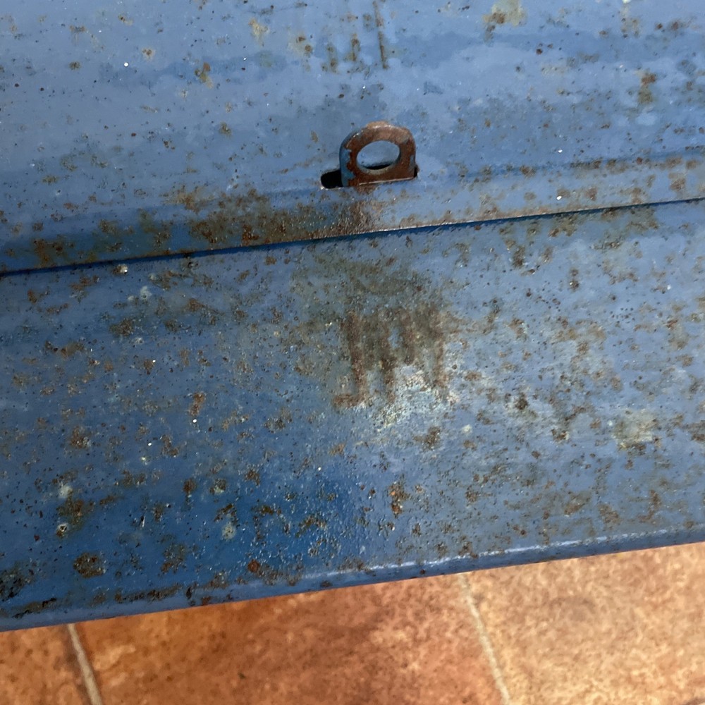 Vintage Tool Box Blue Metal 3 Level