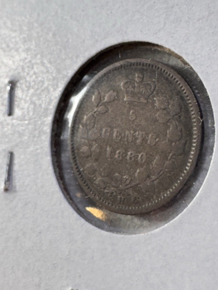 1880-H Canada 5 Cents Small Silver Coin
