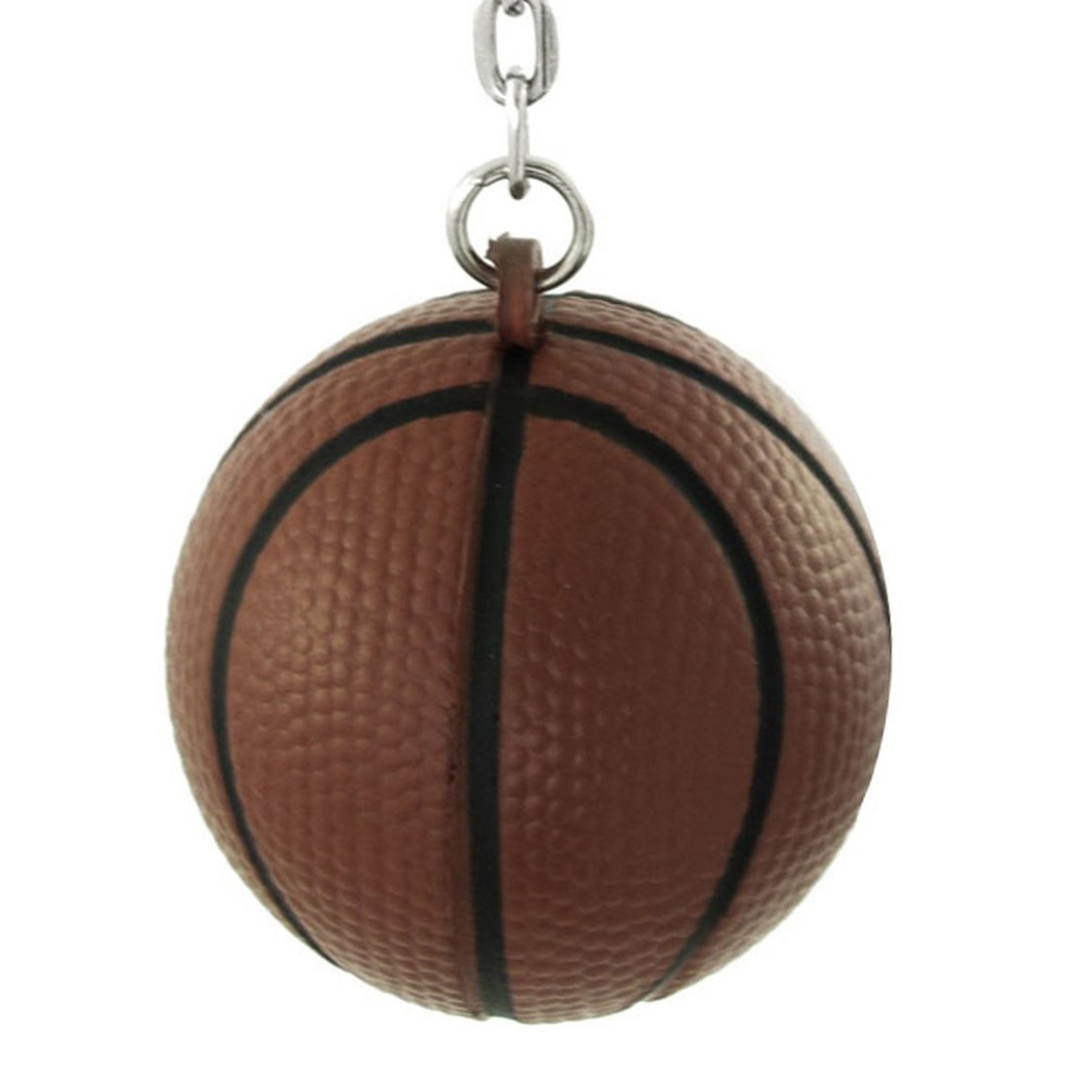 Basketball Decorated Shoulder Bag Keychain Silver Tone