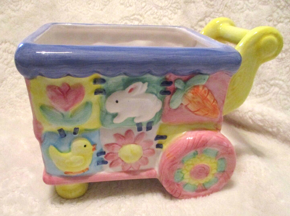 Easter/Baby~Ceramic Cart Planter~Easter Collection~Early 2000