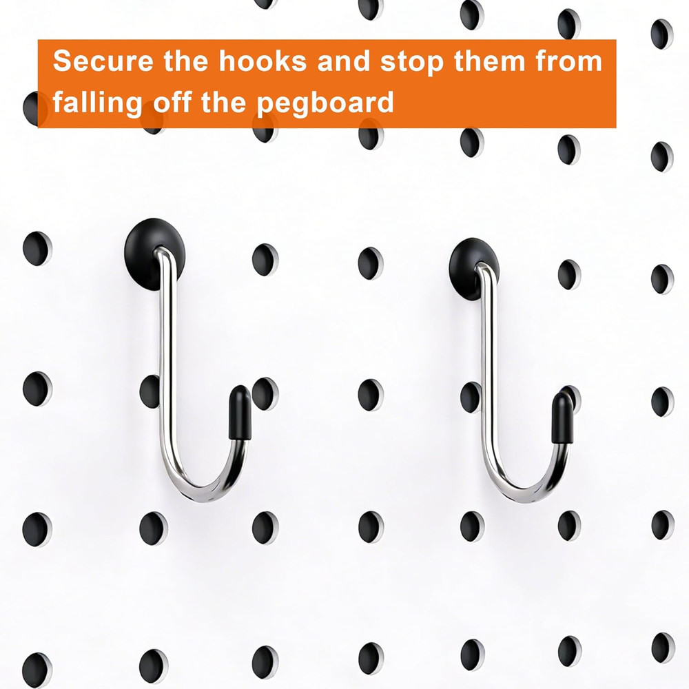 Pegboard Hook Locks, for Stopping Hooks from Falling Off, 60PCS, Black