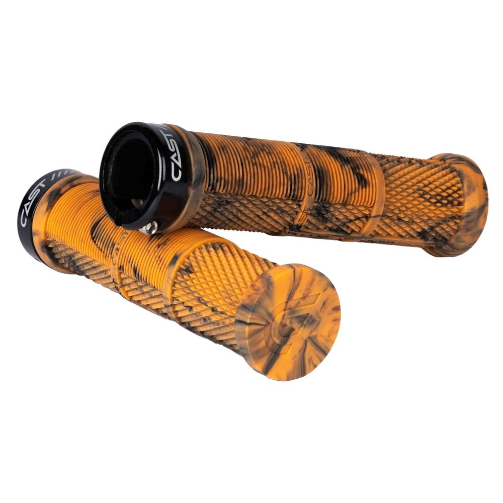 Cast Bamba Greg Minnaar Lock-On Grip - Blorange, Ergonomic Diamond Pattern,
