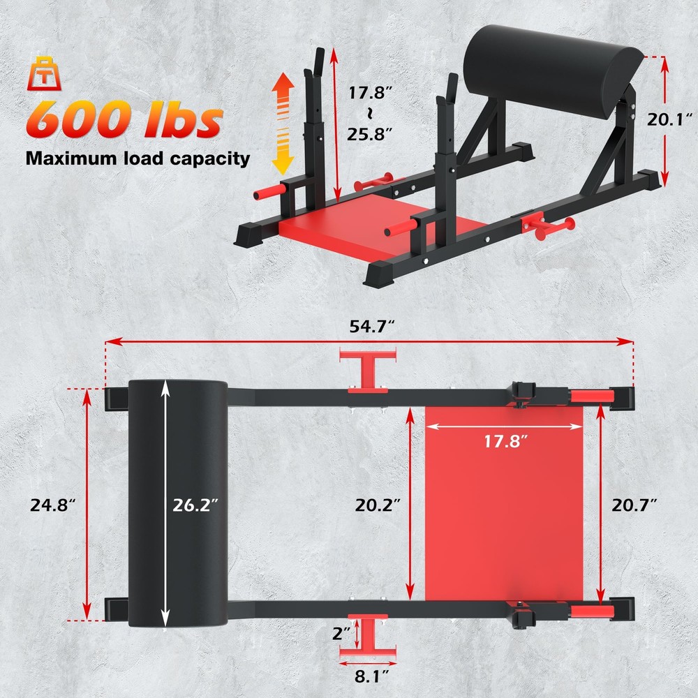 Hip Thrust Machine, Glute Bridge Machine Sissy Squat Machine Black & Red Large
