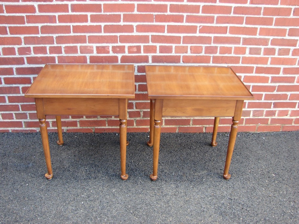 PAIR STATTON SOLID CHERRY ONE DRAWER END LAMP TABLES