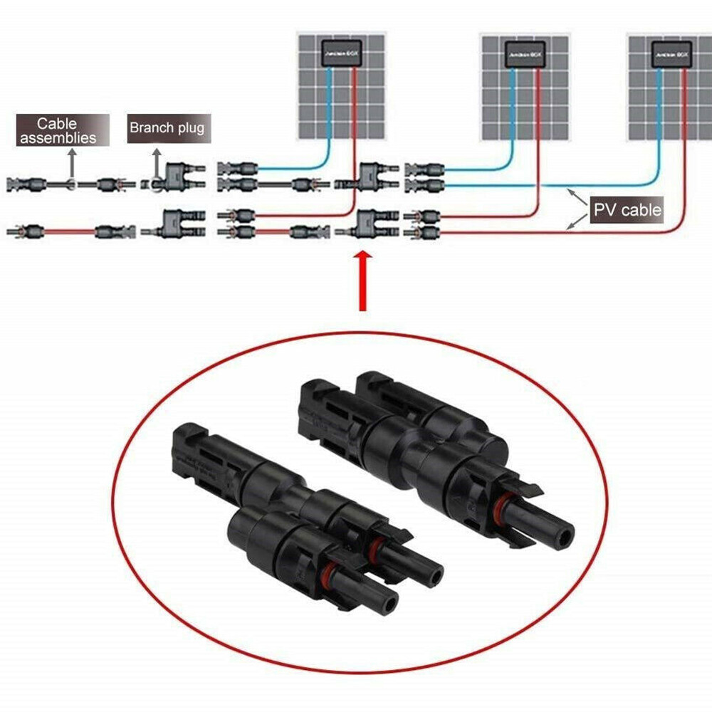 30PCS Solar Panel T Branch Connectors Cable Splitter Coupler Combiner