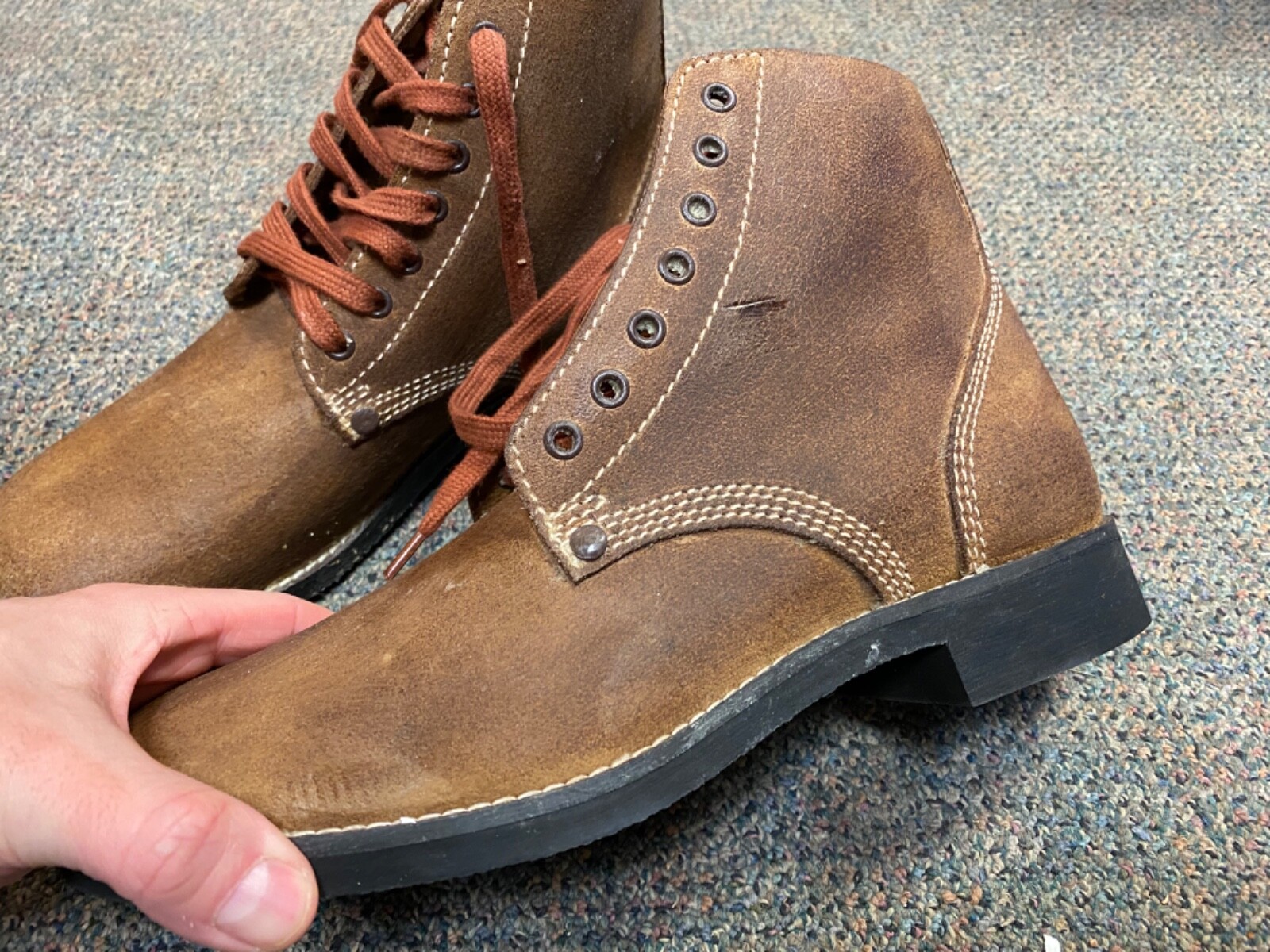 WWII US ARMY "ROUGHOUTS" COMBAT FIELD SERVICE SHOES- SIZE 11