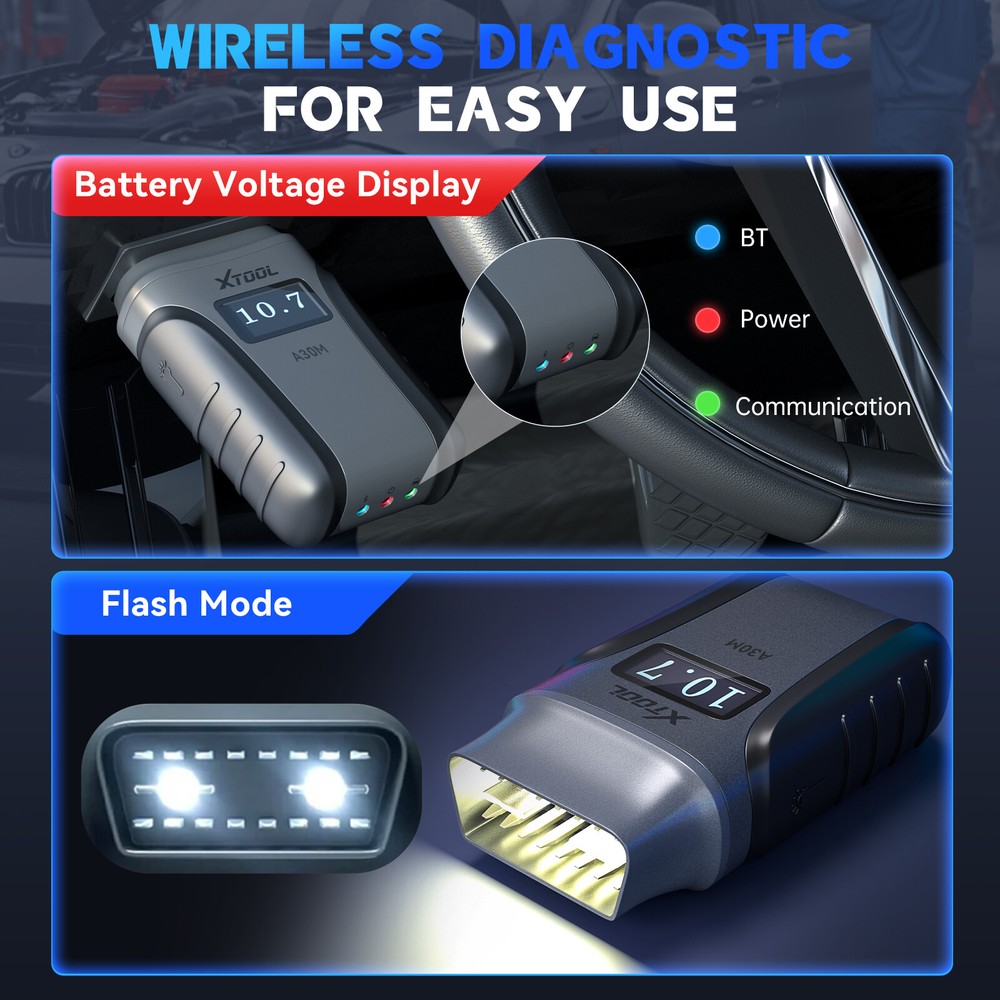 XTOOL A30M V2.0 OBD2 Scanner Full System Diagnostic Tool Bidirectional Bluetooth