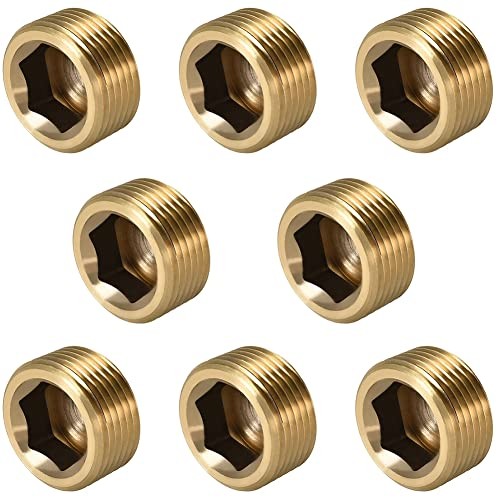 1/2" NPT Plug Brass Pipe Fitting, Counter sunk Thread Internal 1/2inch 3 Pcs