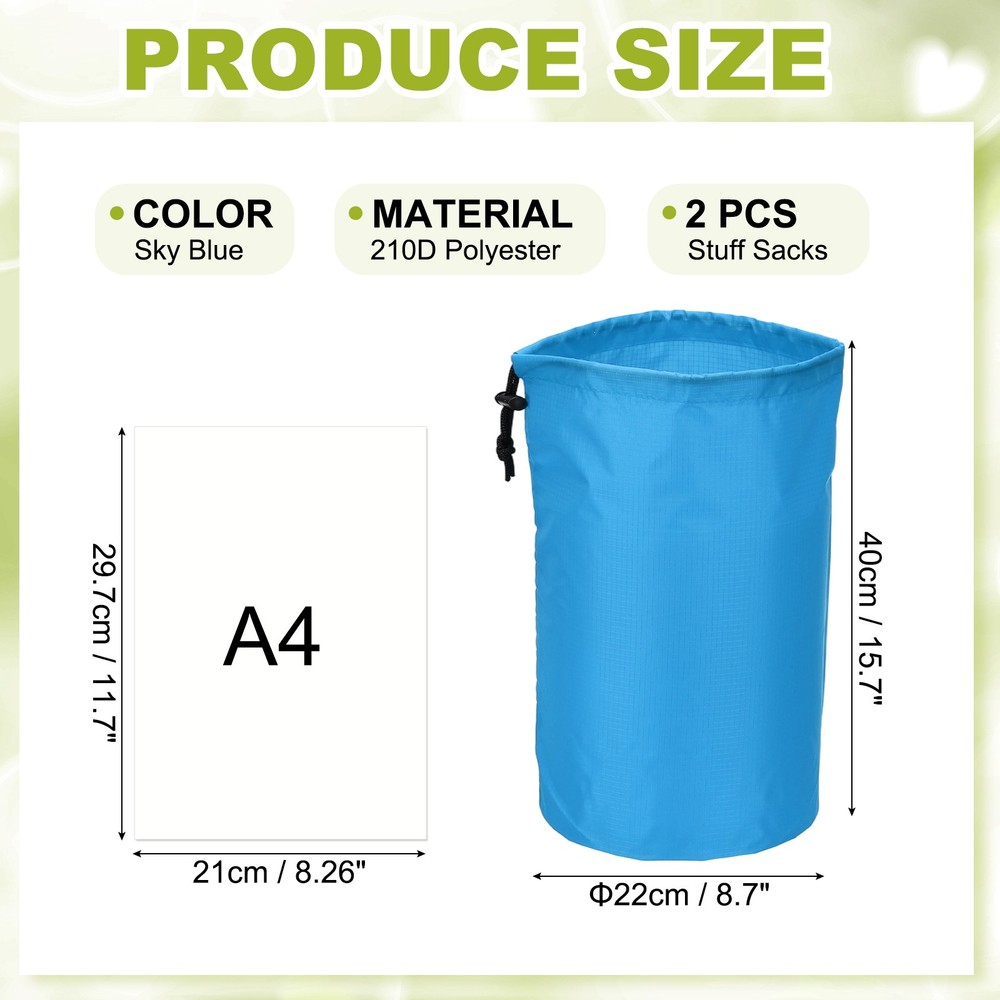 Drawstring Bag, Storage Bags, 9x16" & 2Pcs & Sky Blue