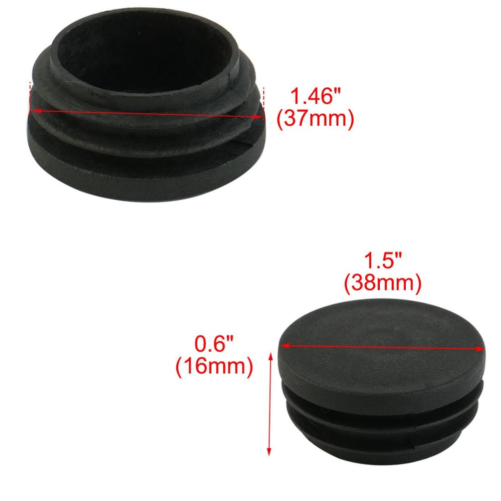 2pcs 38mm Round Plastic Dia Empty Caps Pipe Inserts