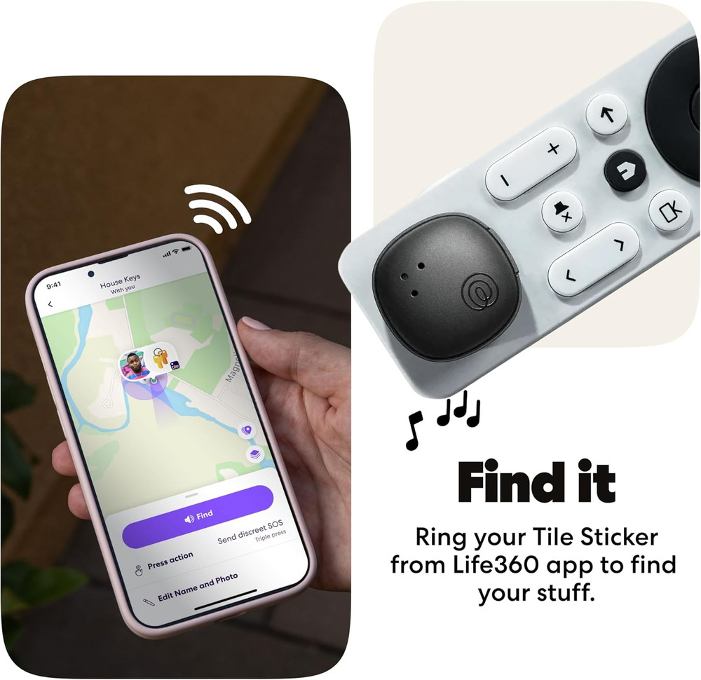 Tile Sticker Bluetooth Item Tracker, 2-Pack (Black)