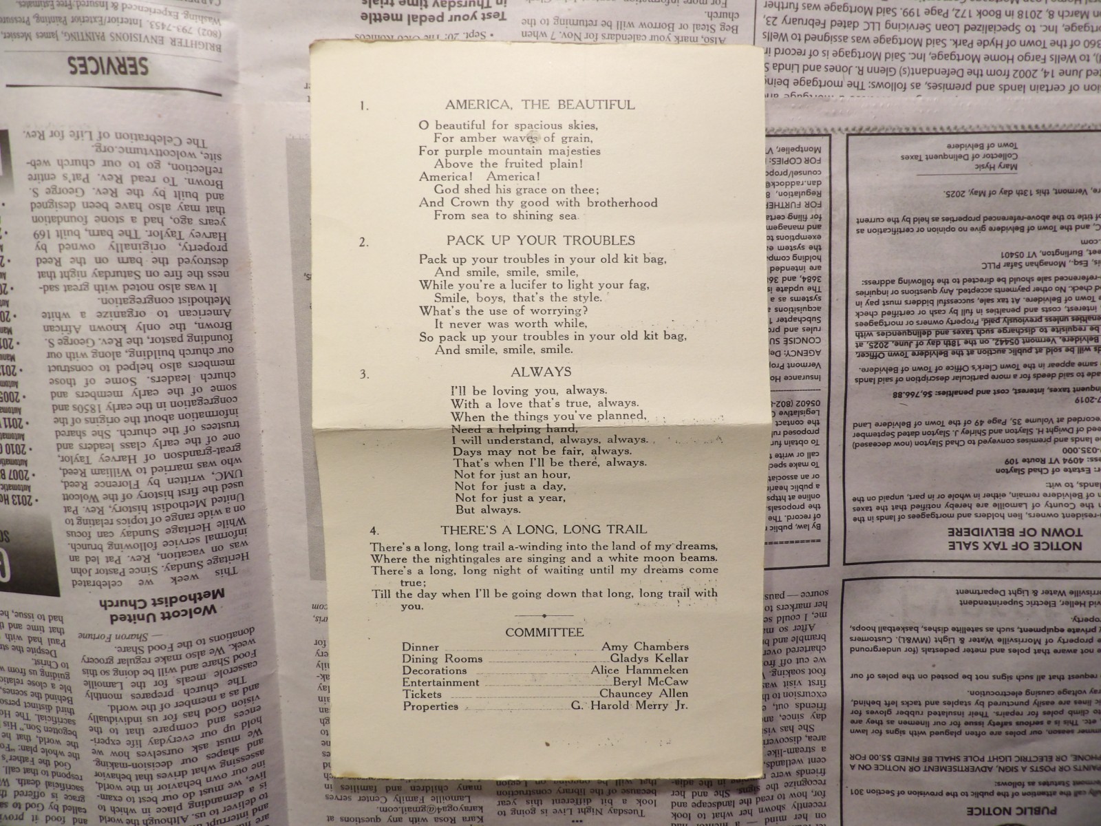 1926 C. E. Harvest Supper Program