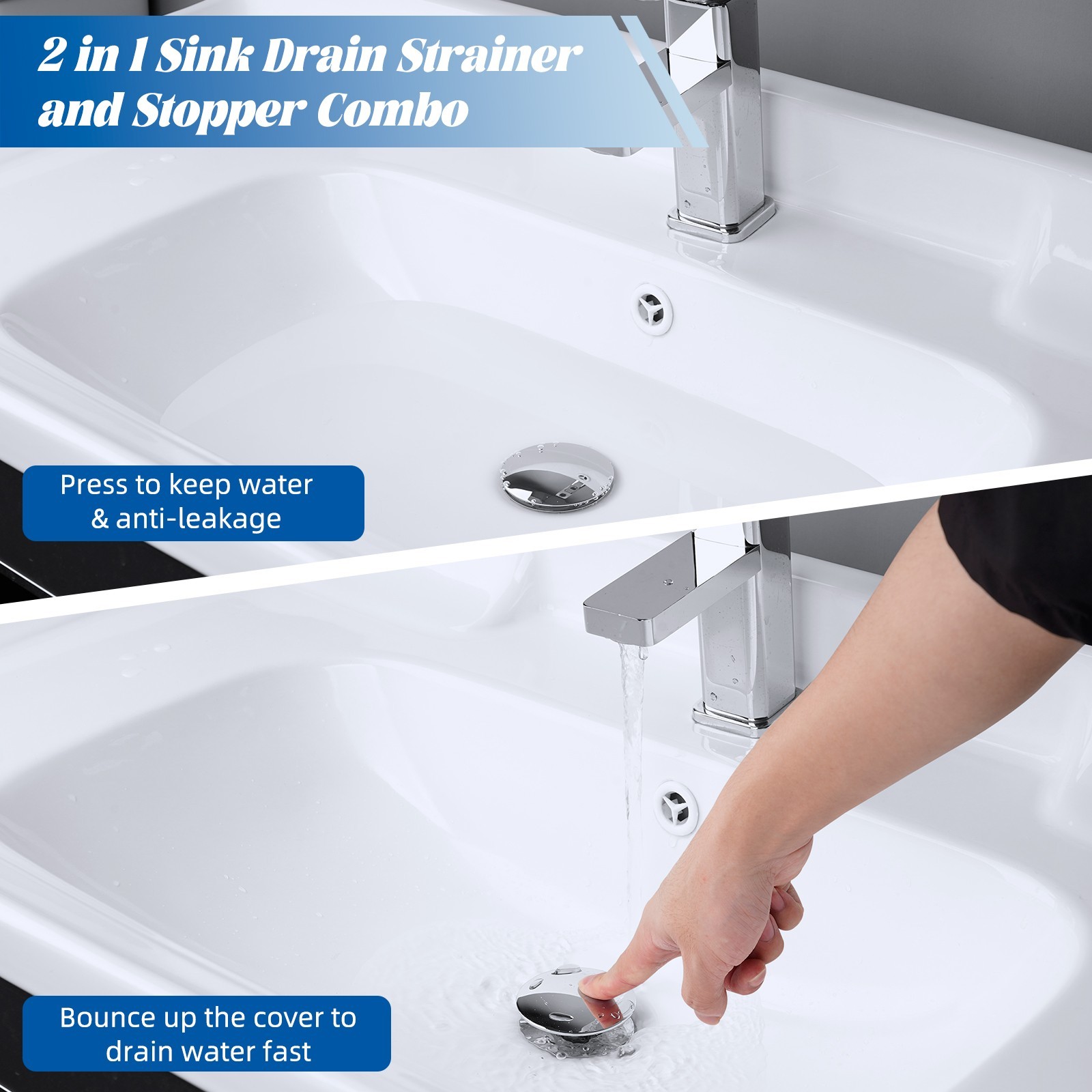 Universal Bathroom Sink Stopper Basin Pop Up Bathroom Sink Drain Strainer Filter