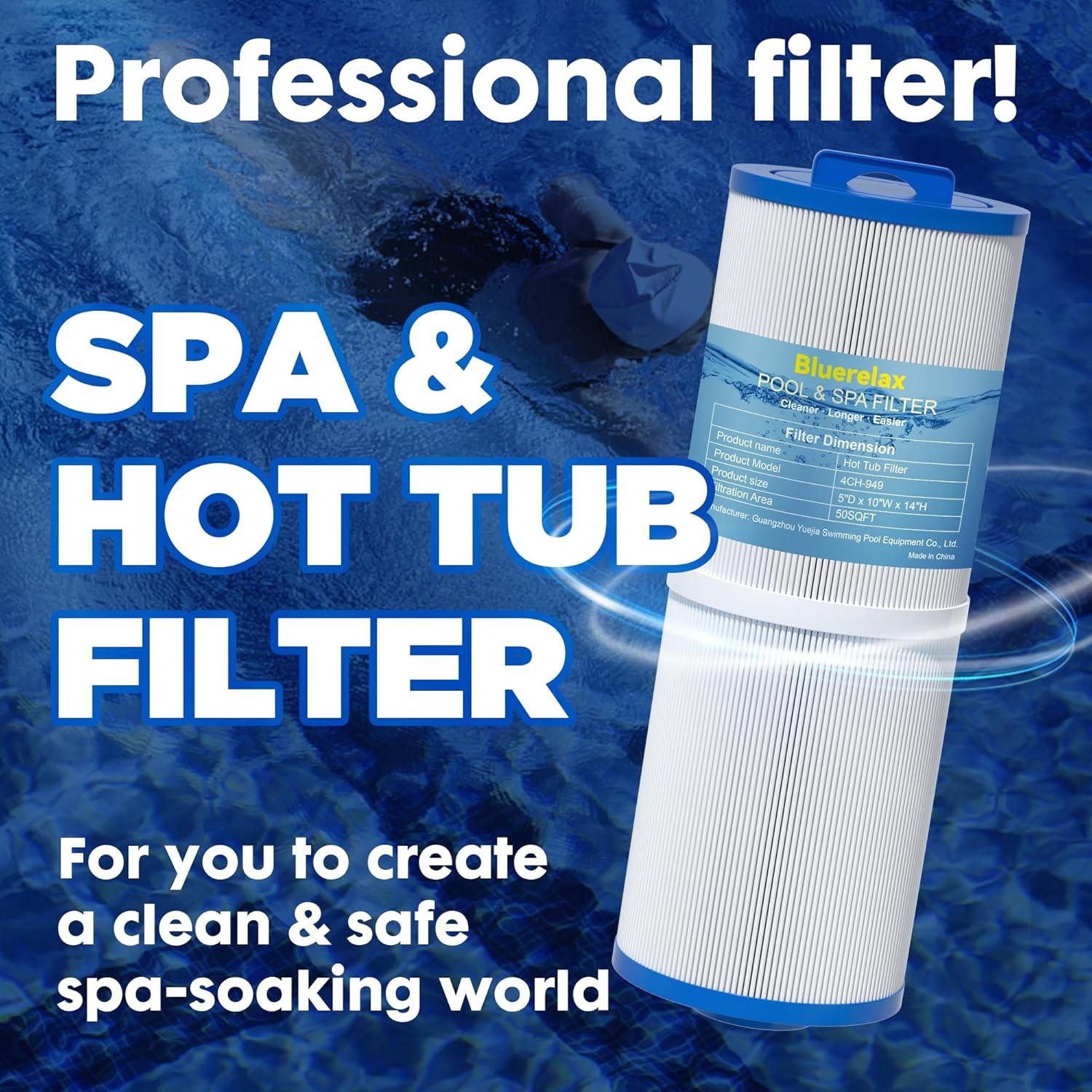 Hot Tub Filter Cartridge Replacement with Unicel 4CH-949 Filbur FC-0172 White