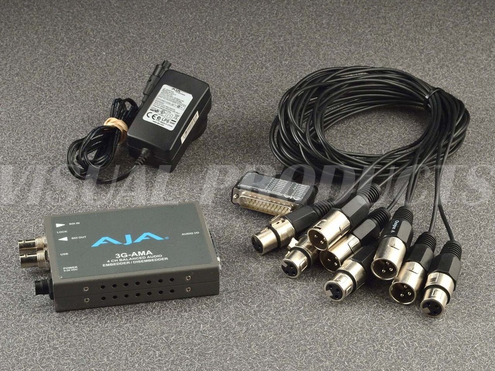 AJA 3G-AMA 4-Channel Balanced Analog Audio Embedder/Disembedder w/Breakout Cable