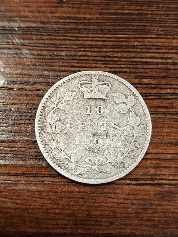 1901 Canada 10 Cents Silver Coin