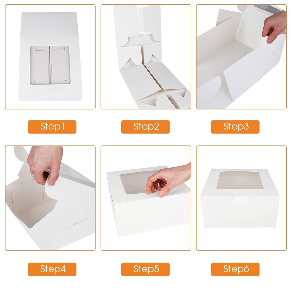 38 Pcs Cake Boxes With Window 10x10x5 Inches White Bakery Boxes Large Cake Boxes