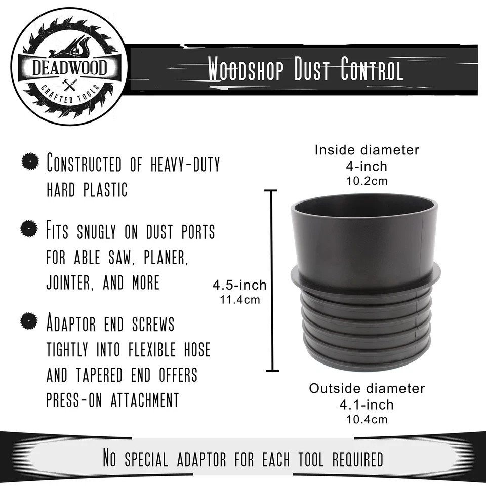DCT 4” Inch Pipe Threaded Quick Connect Adaptor Hose Coupler Dust Collection